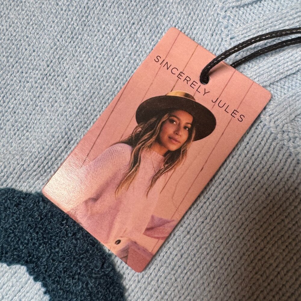 Sincerely Jules Light Blue Oui Cropped Sweater Size XS NEW WITH TAG - Picture 3 of 6